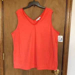 Emily Daniels sleeveless tank top v neck w crochet trim top size 2X
